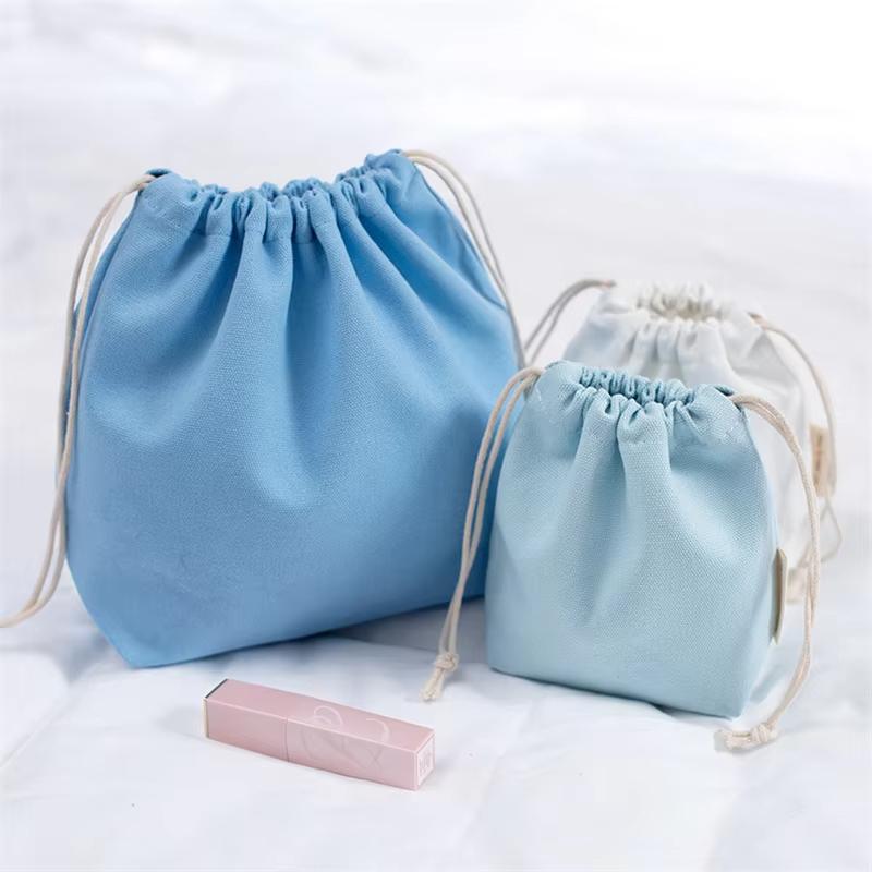 27*20cm Cotton Drawstring Storage Bag White Canvas Bags for Candy Gift Package Pouch Reusable Home Sundries Organize Bags