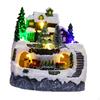 Christmas Village House Scene Music Box Resin LED Lighted Collectible