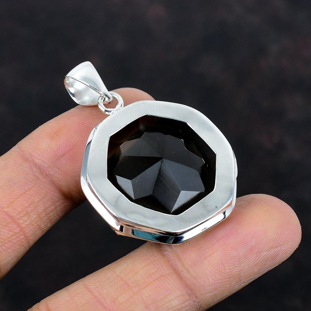 Faceted Smoky Quartz Pendant 925 Sterling Silver Pendant Handmade Pendant Smoky Quartz Gemstone Jewelry Healing Stone Pendant Gifts for Wife