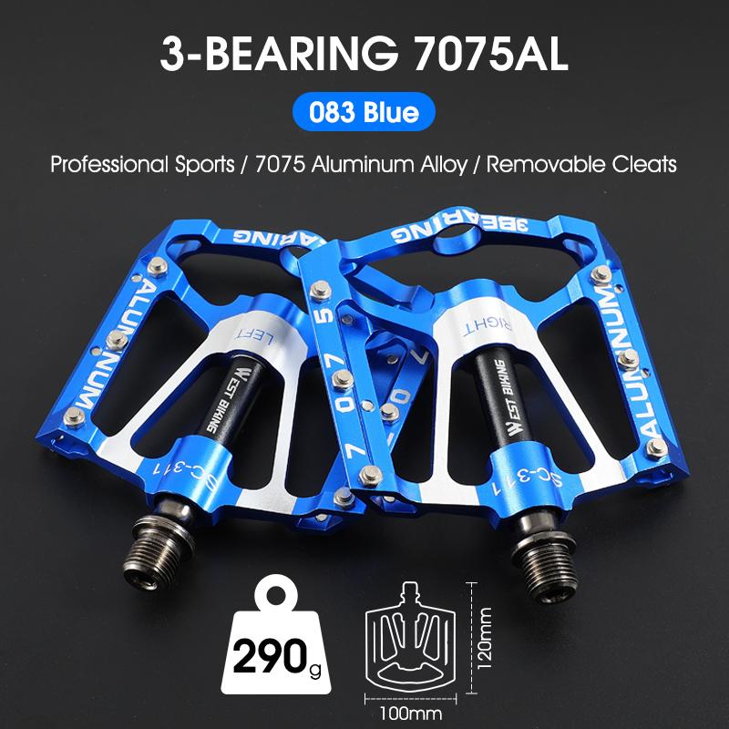 WEST BIKING MTB Bicycle Pedals Ultralight CNC Aluminium Alloy Anti-Slip Road Bike Flat Pedals Cycling 3 Bearing Bike Pedals BMX