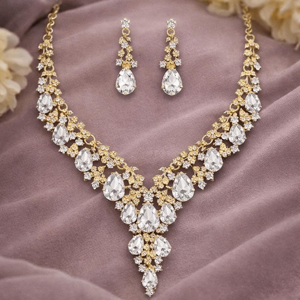 Sparkling Rhinestone Jewelry Set Shining Bridal Jewelry Set Bride Accessories