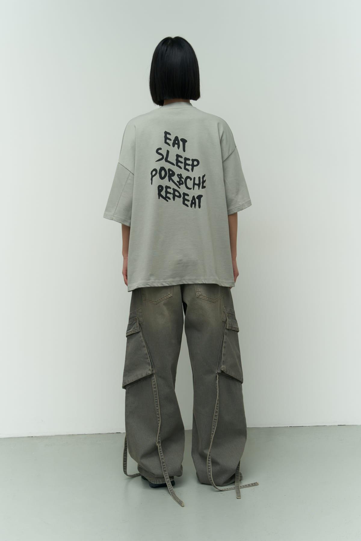 

Футболка оверсайз Eat Sleep Smoke STANDART светло-серый