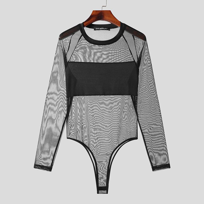 INCERUN Muži prohlédnou Slim Tops Mesh bodysuits