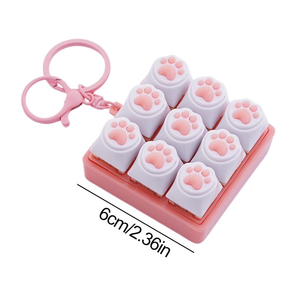 9-Key Cat Claw Keyboard Keychain Fidget Toy Mechanical Press Buttons Sensory Decompression Toy For Adult Kids Stress Relief