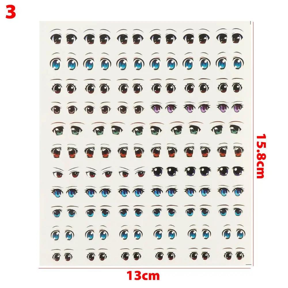 Doll Eyes Stickers Cute Cartoon Eyes Sticker Anime Figurine Doll Face Organ Paster Clay Decals DIY Doll Accessories