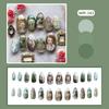 24PCS Retro Oil Paintings Patterns Almond False Nails with Glue Cute Sweet Garden Girl Stick On Nails Detachable Fake Nails Tips