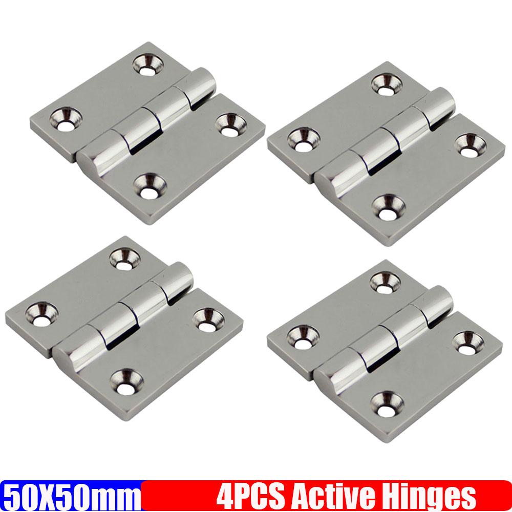50X50MM Finished Hinge Active Hinges Profile Connections Boat Deck Casting Hinge Hatch Cabinet Door Square Solid Folding 2/4/6PC
