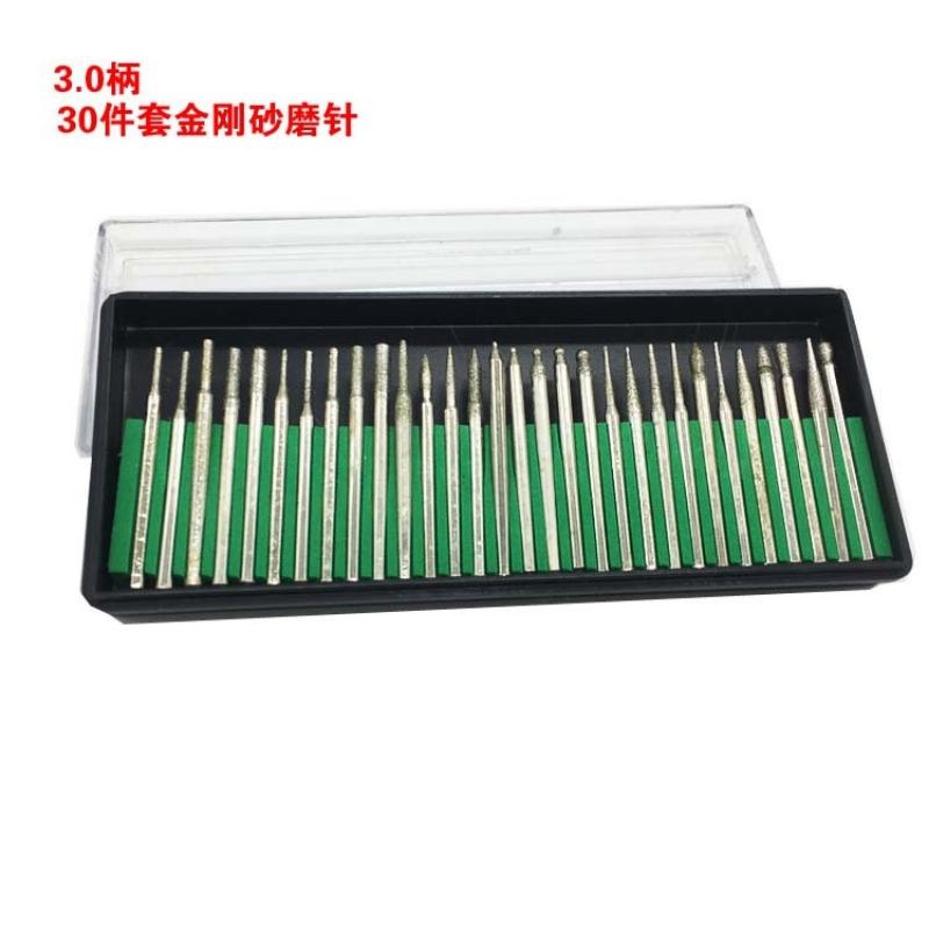 30 Pcs/Set Diamond Grinding Burr Needle Point Engraving Carving Polishing For Glass Jade Stone Woodworking Hand Tool Accessories