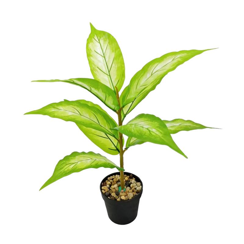 Desktop Rubber Tree & Aspidistra Potted Plant - Bionic Green Landscape Ornament