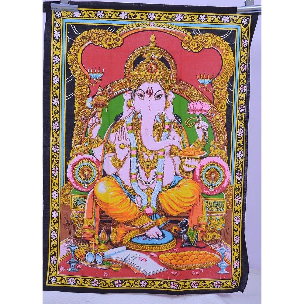 Tapestry Indian Hinduism Lord Ganesha printed 75x100