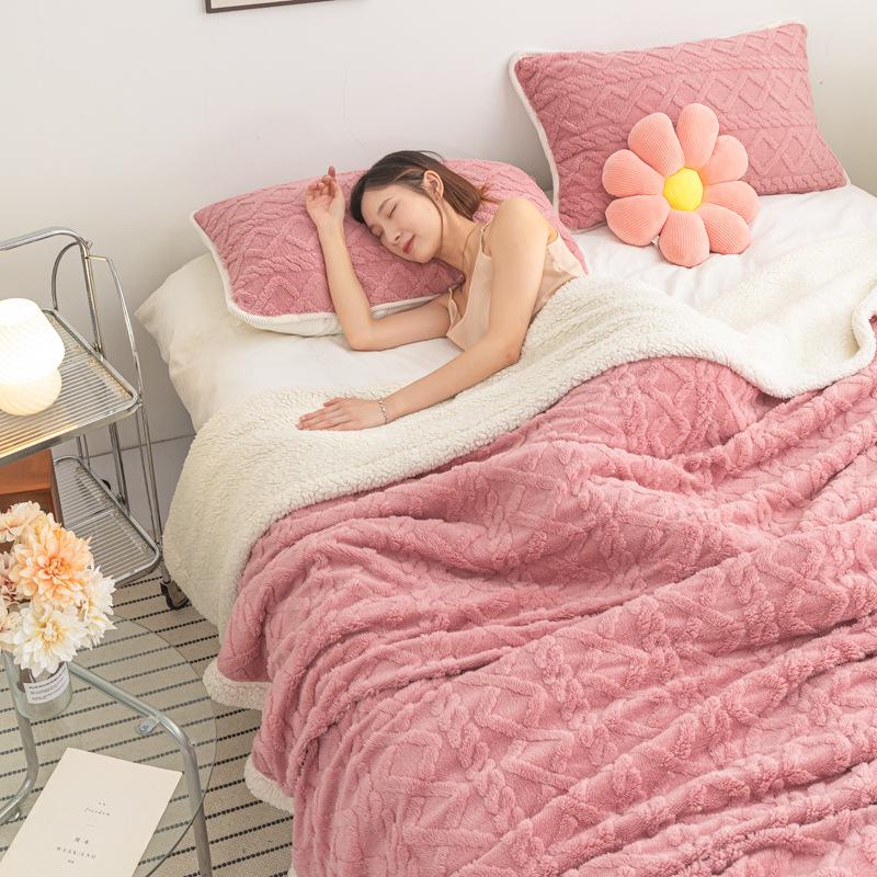 Lambswool & Taffeta Plush Multicolor Blanket - Ideal for Office, Autumn, Winter & All Seasons