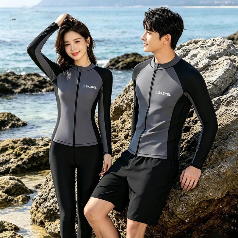 Unisex Quick-Dry Rash Guard Set Snorkeling Swimming Surfing UV Protection Long Sleeve Swimwear