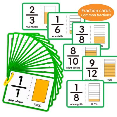 15pcs Double-Sided Fraction Cards, Math Teaching Aids for Kids, an Educational Tool for Math Fractions In Home and School