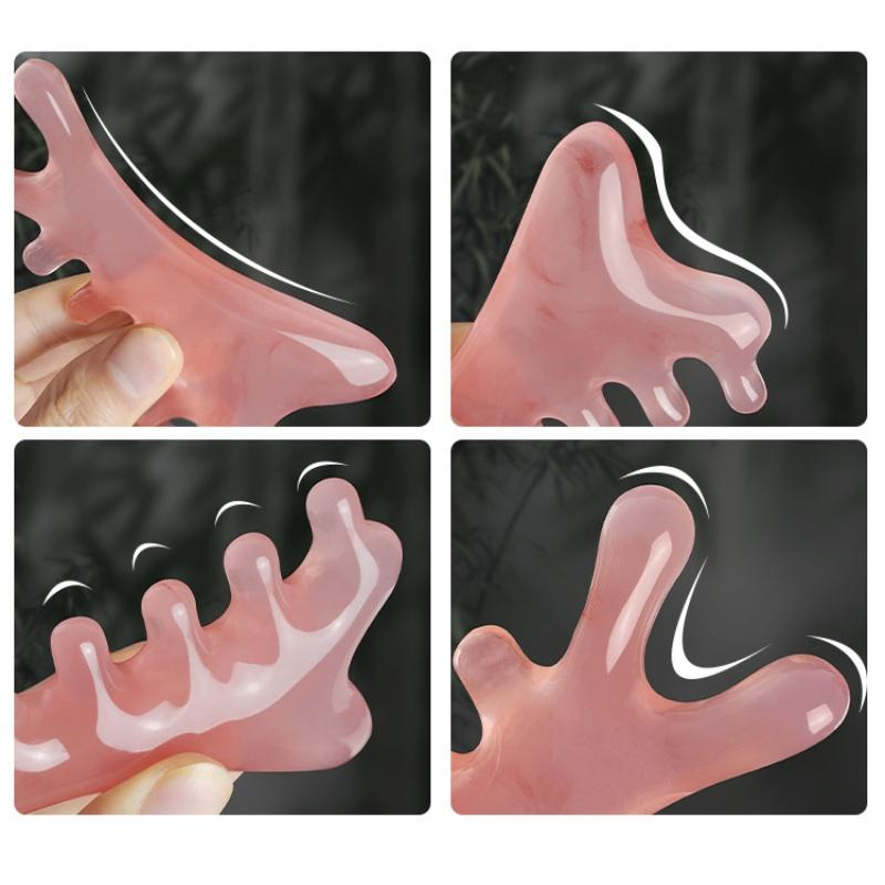 Damenkamm Massagekamm Kopfmeridiankamm Vier in Eins Tragbarer Massagekamm Gesichtsmassagegerät Schaben Kopfhautreinigung Grobzinkiger Kamm