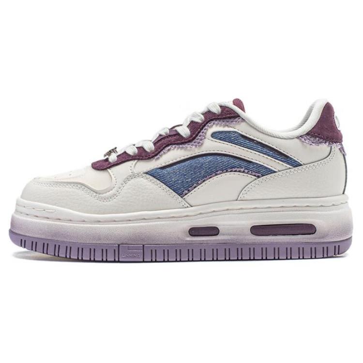 New LiNing Future C1 Slip Resistant Cushioning Wear Resistant Support Low Top Skateboard Shoes Women's White Purple AGCU032-3
