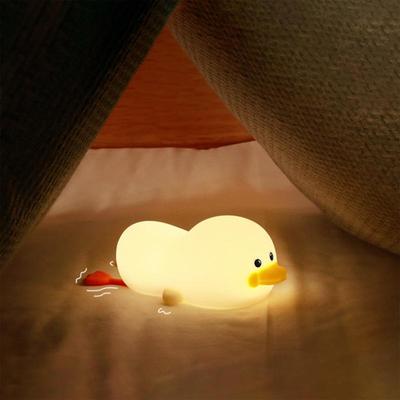 Silicone Duck Night Light Dimmable Nursery Nightlight LED Lamp Kids Bedroom Decor With Tap Control With 30/60 Minutes Timer For