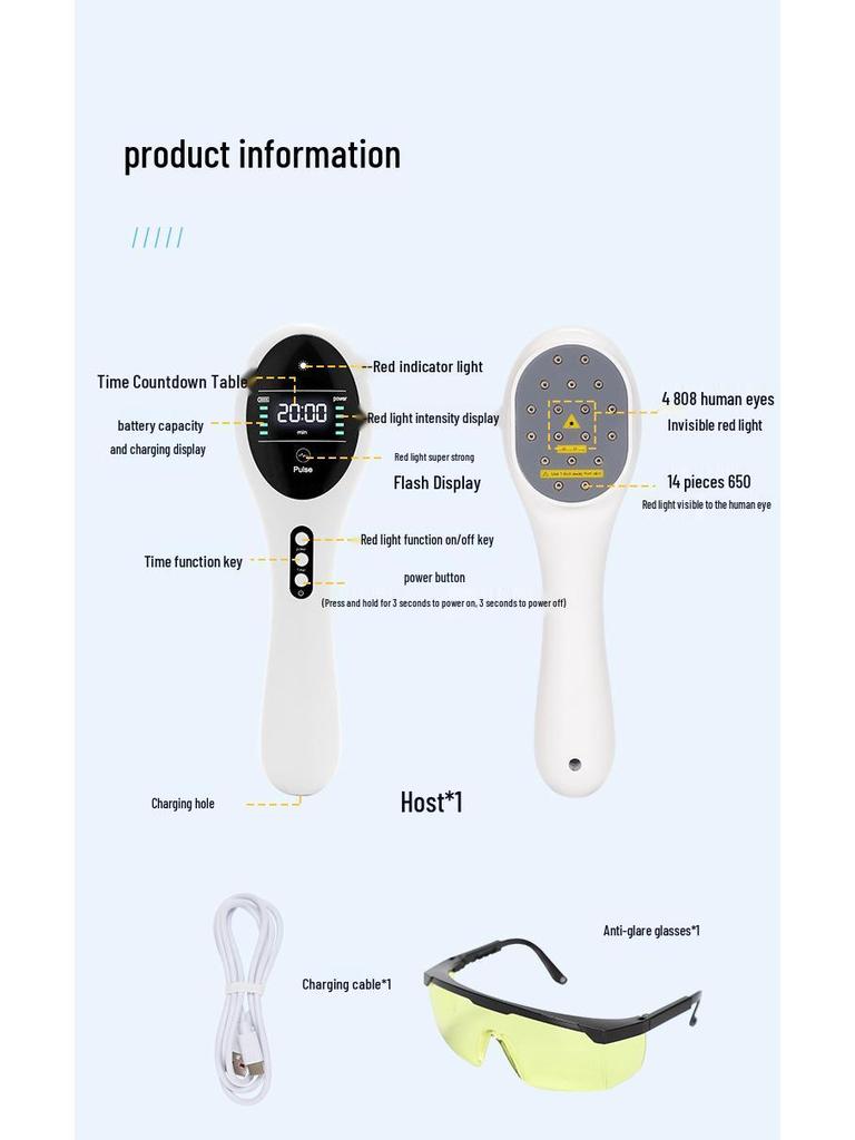 Handheld Red Light Pet Physiotherapy Device - Infrared 650nm/808nm