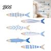 Nautical Wall Decor for Bedroom 6Pcs/Set Wooden Fish Decor, Beach House Decoration, Blue And Decorative Art Patio White Coastal Home Living