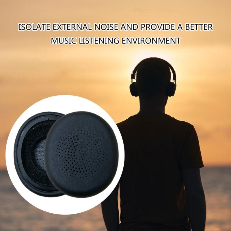 1Pair Ear Pad Replacement Leather Earpads Ear Cushions Sponges Cover Earmuffs for Evolve2 30 MS Headphones
