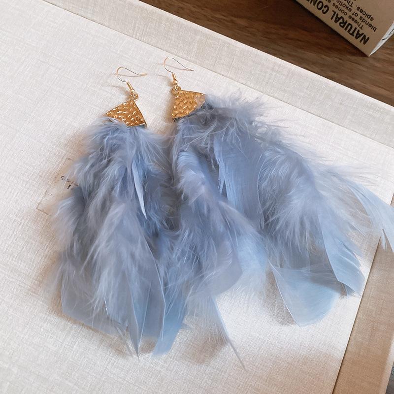 Bohemian Ethnic Style Feathers Fringed Earrings Ear Hooks Personalized Vacation Wind Ears