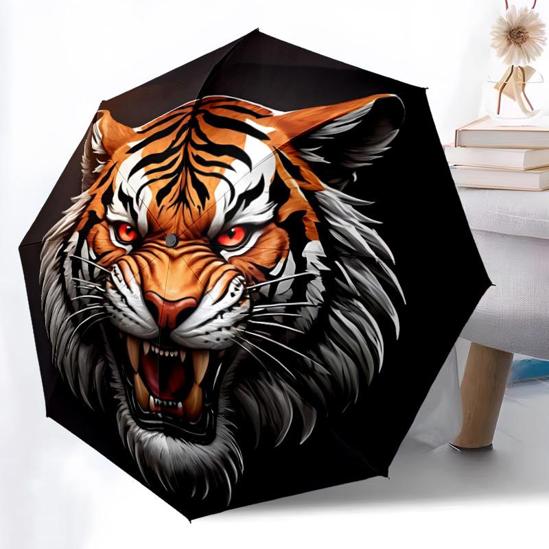 

1pc Tiger Face Automatic Umbrella - Automatic Opening And Closing, Sturdy Iron Frame, Portable Folding Design yy251018215