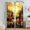 2 pcs   versatile polyester transparent curtains for home decoration Spring for use in bedrooms and living rooms