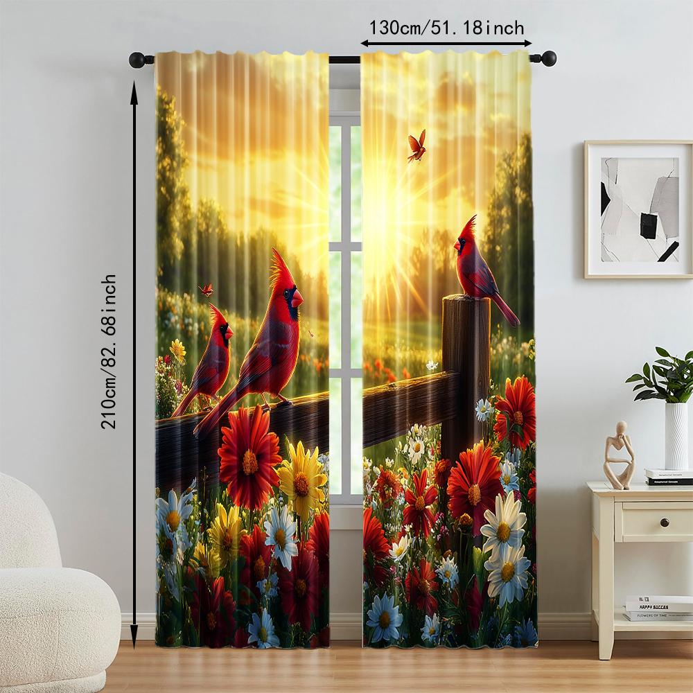 2 pcs   versatile polyester transparent curtains for home decoration Spring for use in bedrooms and living rooms