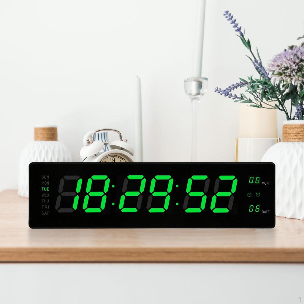 Desk Digital Clock with Date LED Desktop Alarm for Hall Beside Bedroom Green