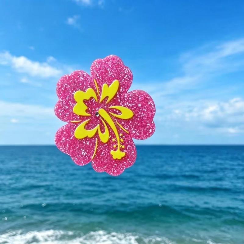 Dolphin Animal Hair Clip Glitter Blue Dolphin Pink Hibiscus Flower Barrettes With Tropical Design Hair Clips Jewelry