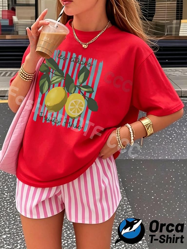Personalized trendy and fashionable women's T-shirts loose short-sleeved tops street elegant