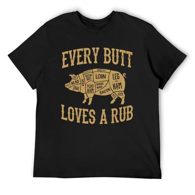 Chaque fesse aime un bon frottement T-shirt drôle cochon porc barbecue grill vêtements esthétiques coton t-shirts graphiques hommes t-shirts grande taille
