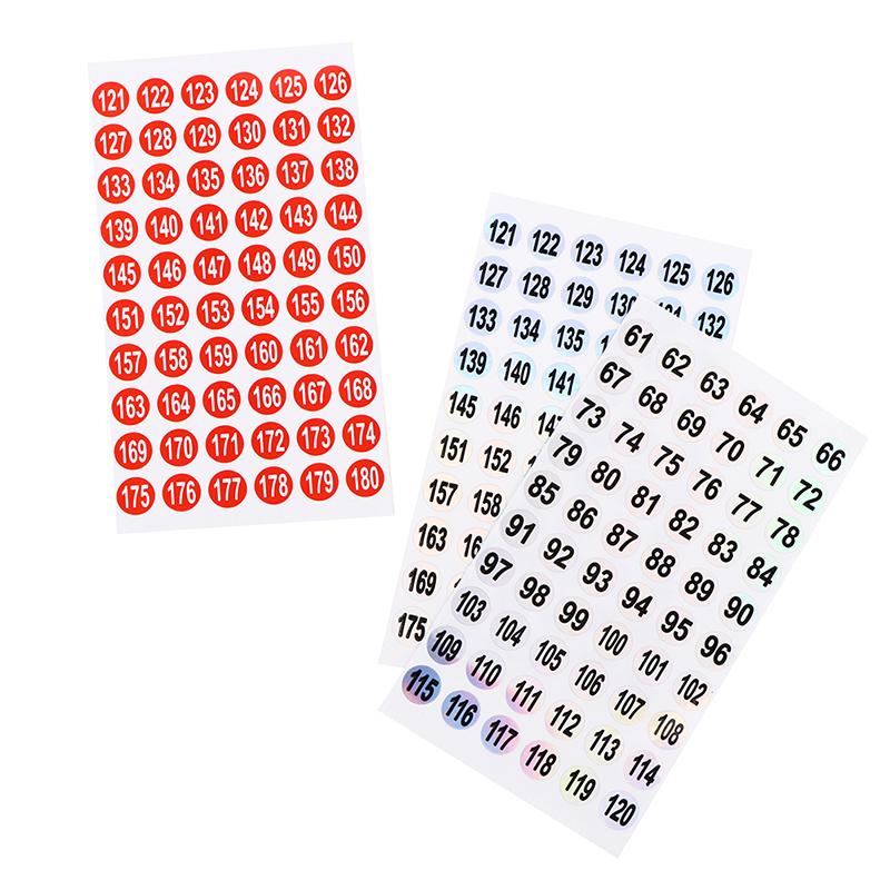 3Sheets Number Sticker 1-180 Label For Nail Polish Color Round Hologram Marking