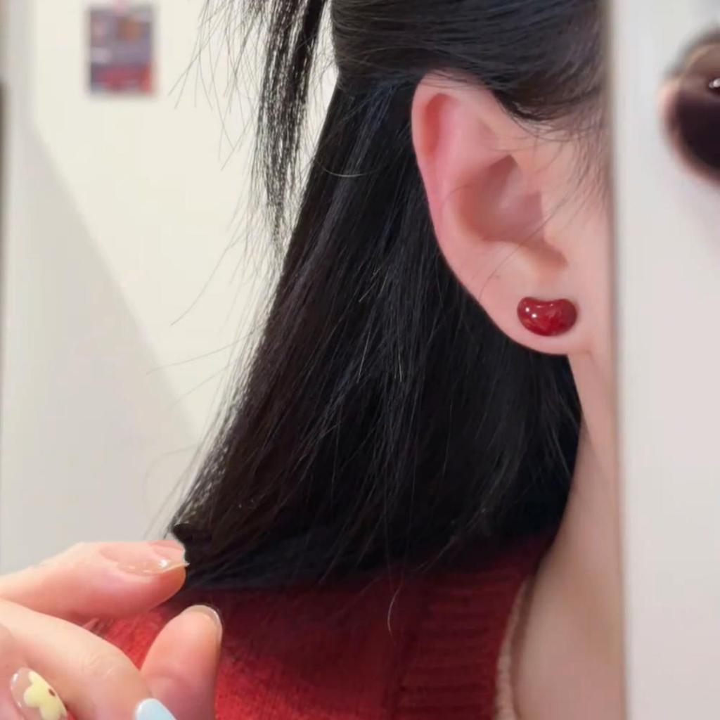 Ankela Red Enamel Drip Stud Earrings for Women - Unique, Early Autumn Design.