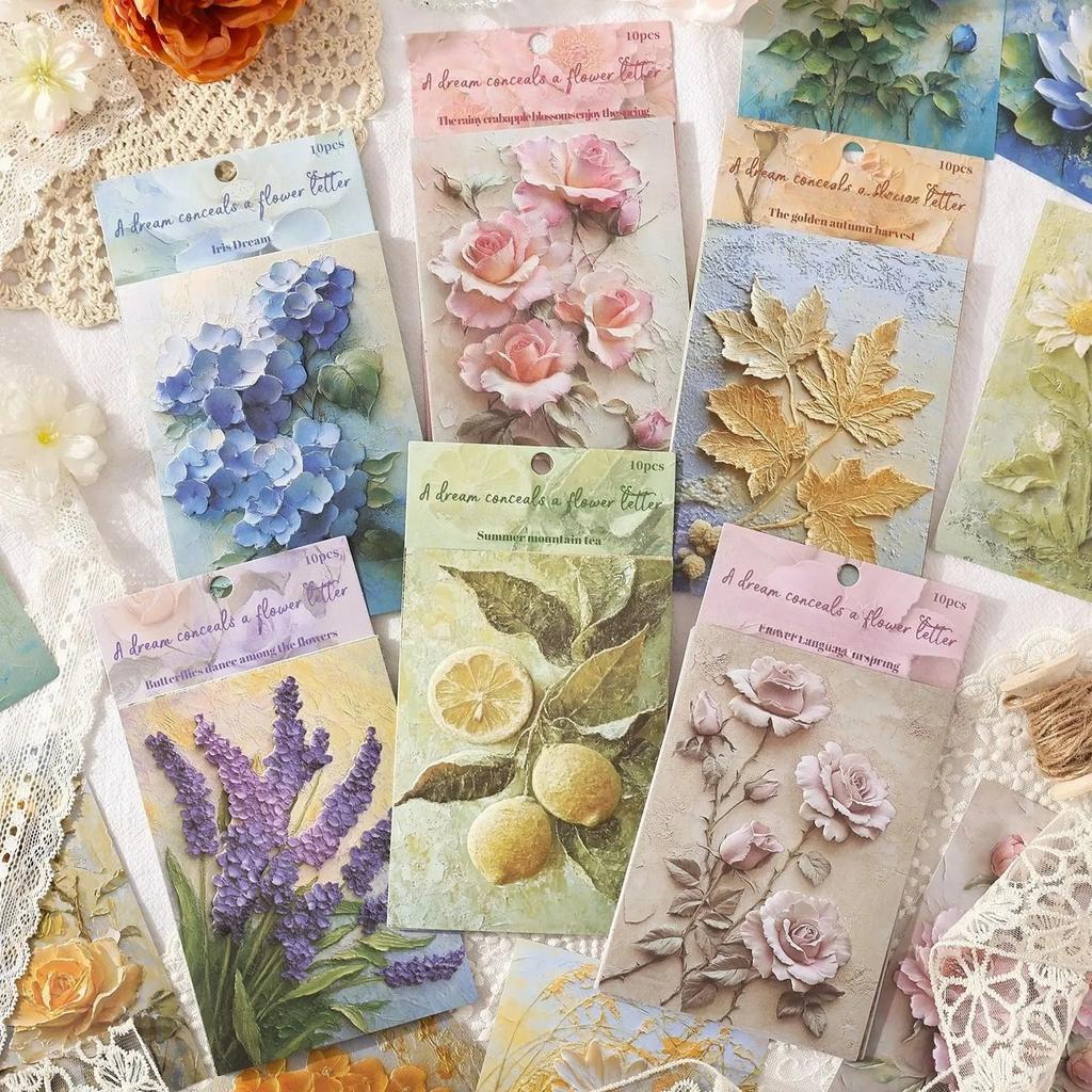10 ks/lot Bloky na poznámky Materiálový papír Sen Skrytá květina Dopis Junk Journal Deník Scrapbooking Karty Papír na pozadí Dekorace