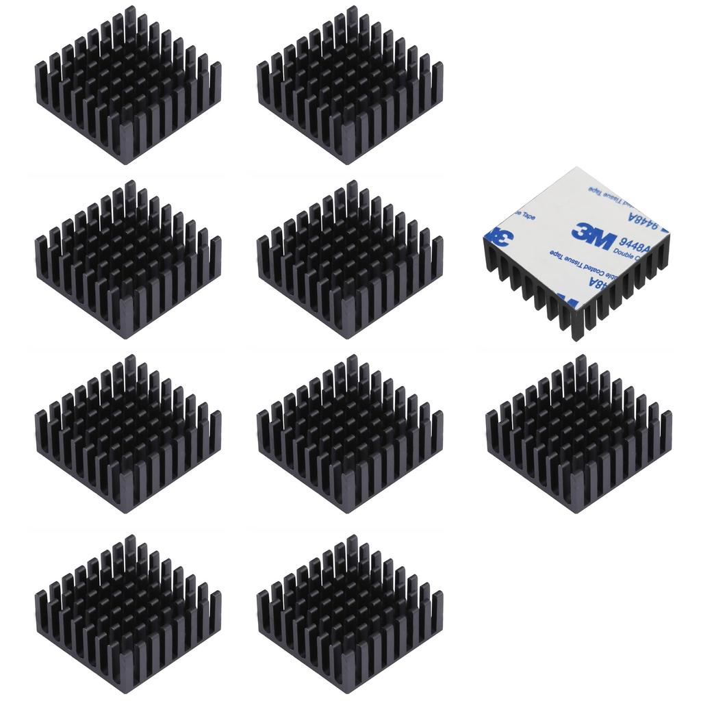 Pack of 10 Heat Sinks, 25(L) X 25(W) X 10(H) Mm, with Thermal Conductive Adhesive Sheets. Prevents Overheating, Acts As a Cooling Radiator Fin for
