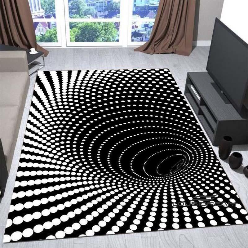 New3D Vortex Illusion Rug for Living Room, Home Decor, Sofa Table Large Area Rugs, Bedside Foot Mat Bedroom, Non-Slip Doormat