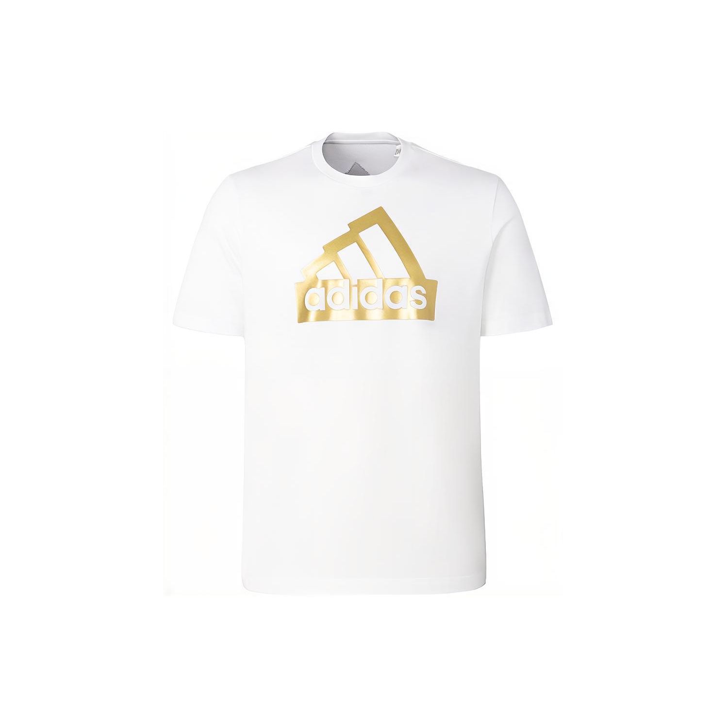 

Adidas Спортивная футболка с коротким рукавом с металлическим логотипом Мужские топы Белые II3466 XL