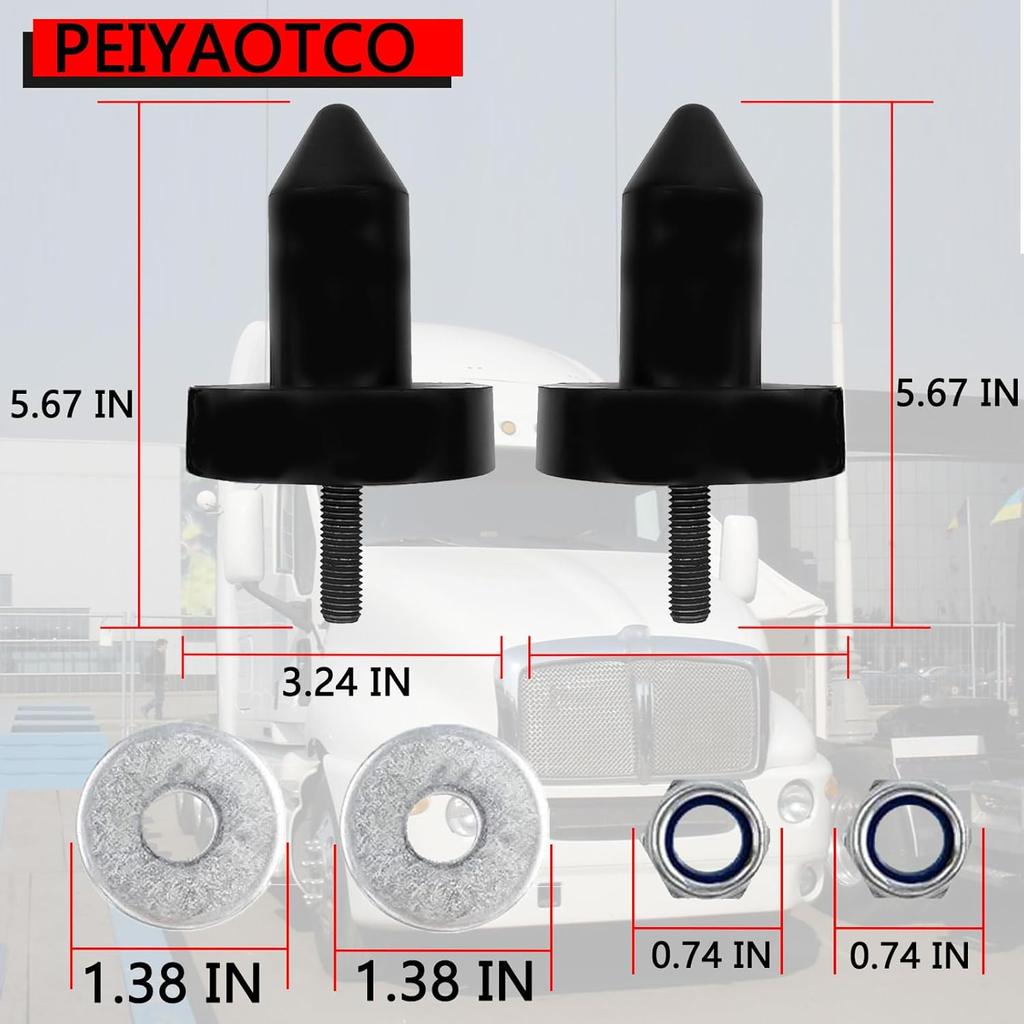 924-5410 Hood Pin Poly for Kenworth T2000, T400, T440, T450, T470, T600, T600A, T660, T800, W900 Replaces # K179-528 K179D450 K066-218 2PACK