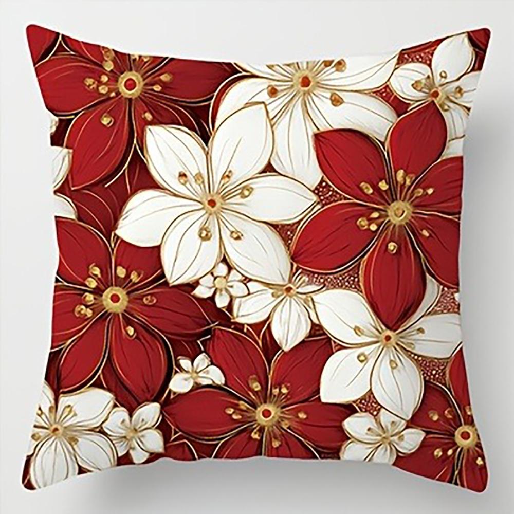 

Современная наволочка с красными и белыми цветамиДекоративная наволочка для подушки для спальни и дивана на молнииМягкая наволочка 16x16Inch