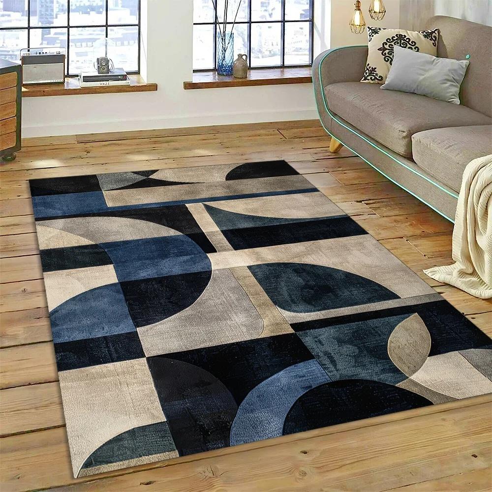 2025 New Style Bohemian Abstract Modern Art Geometry Carpet Rug for Living Room Bedroom Home Sofa Decoration,Non-slip Floor Mat