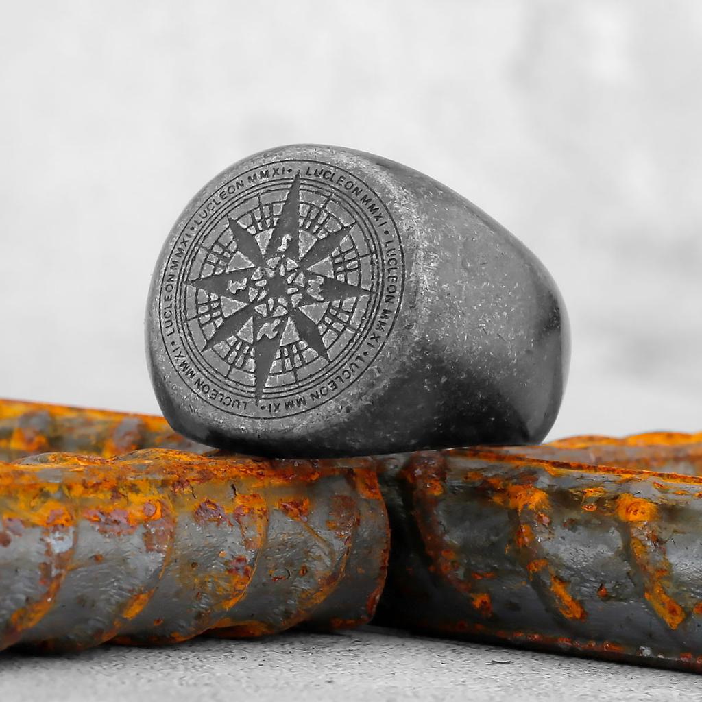 Viking Stainless Steel Ring Anchor Compass Tree of Life Nordic Viking Rune Wolf Men and Women Ring Jewelry for Boyfriend as Gift