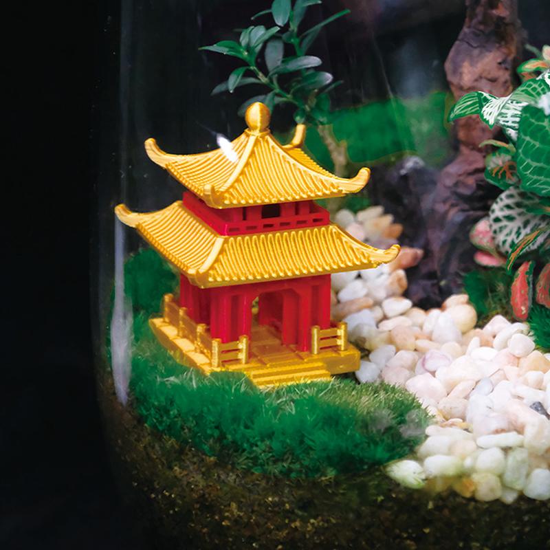 Chinese Pagoda Statue Ancient Building Model Japanese Pavilion Decoration Miniature Rockery Aquarium Bonsai Ornament