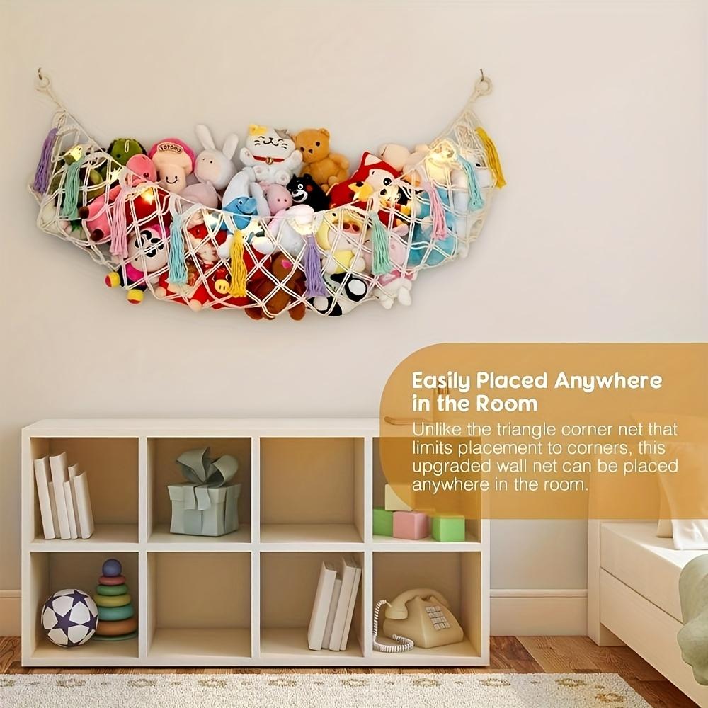 Large Stuffed Animal Hammock Space-Saving Toy Storage Net Polyester Hanging Shelf Plush Organizer for Bedroom Nursery Home Decor
