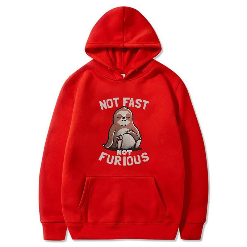 Nicht Schnell Nicht Furios Kawaii Faultier Drucke Damen Hoodie Fleece Tasche Warme Oberteile Übergroß Kreativität O-Ausschnitt Kleidung Damen Kapuzenpullover