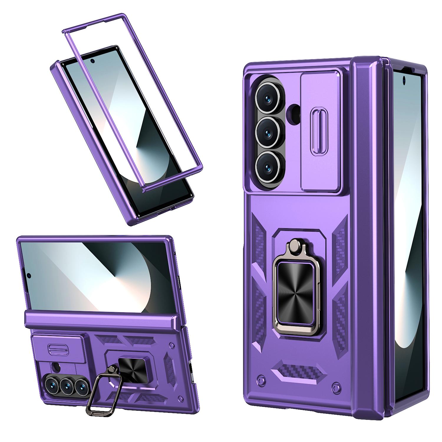 

For Samsung Galaxy Z Fold7 5G Case PC+TPU Shockproof Phone Back Cover with Kickstand Purple