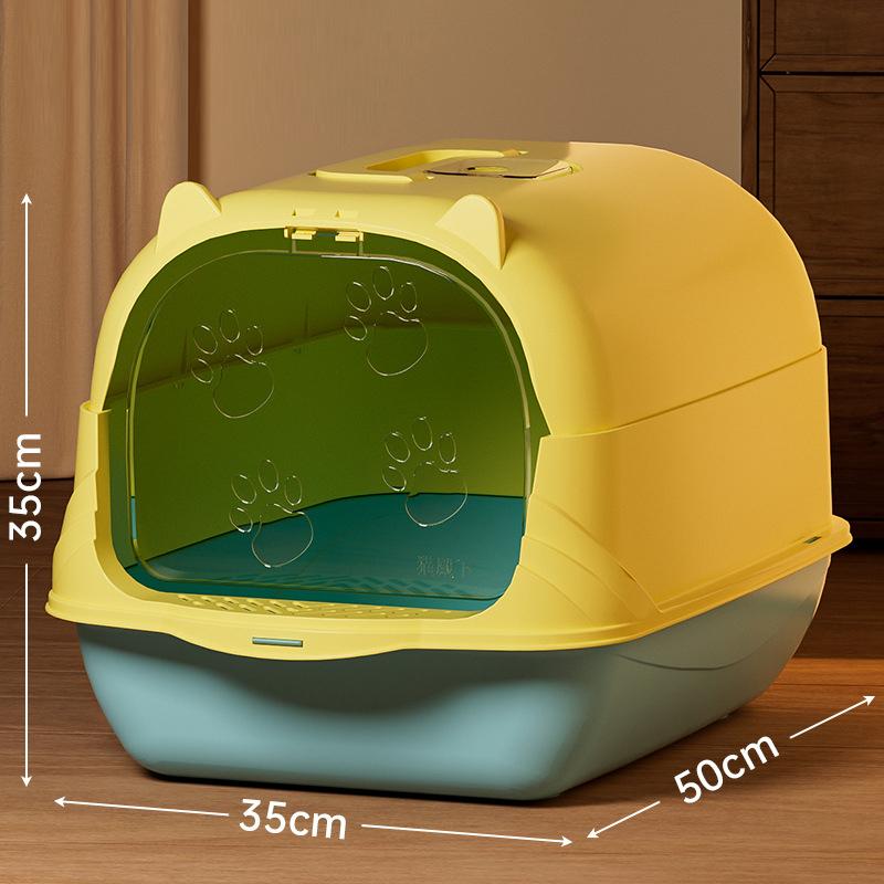Large Pp Cat Litter Box Fully Enclosed Odor Control Cat Toilet Easy-To-Clean Litter Pan Anti-Tracking Pet Supplies