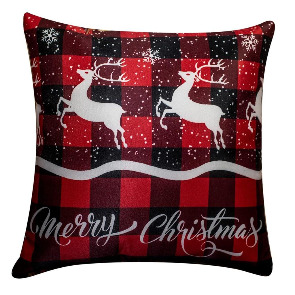 Decorative Merry Christmas 12 Inch X 12 Inch Cushion Covers Set of 5, Satin Cushion Cover for Sofa, Christmas Home Decor