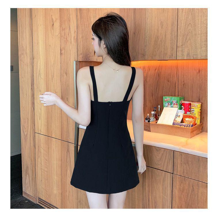 Elegant Black Slip Dress for Women - 2026 Spring/Summer Slim Fit A-Line Skirt