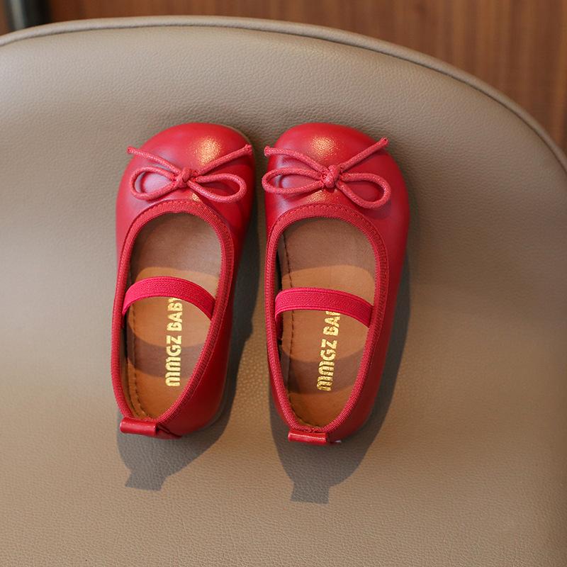 Spring Elegant Bowknot Ballet Flats Classic Shoe Round Toe Comfort Slip-On Girls Fashion Loafers Leather Party Shoes I01223