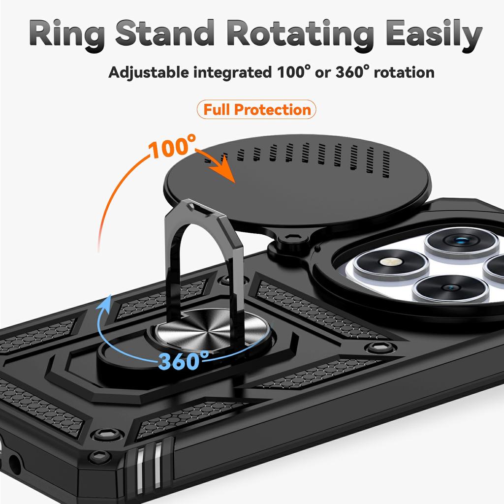 For Xiaomi Redmi Note 14 Pro 5G Case PC+TPU Phone Cover with Lens Protection Kickstand